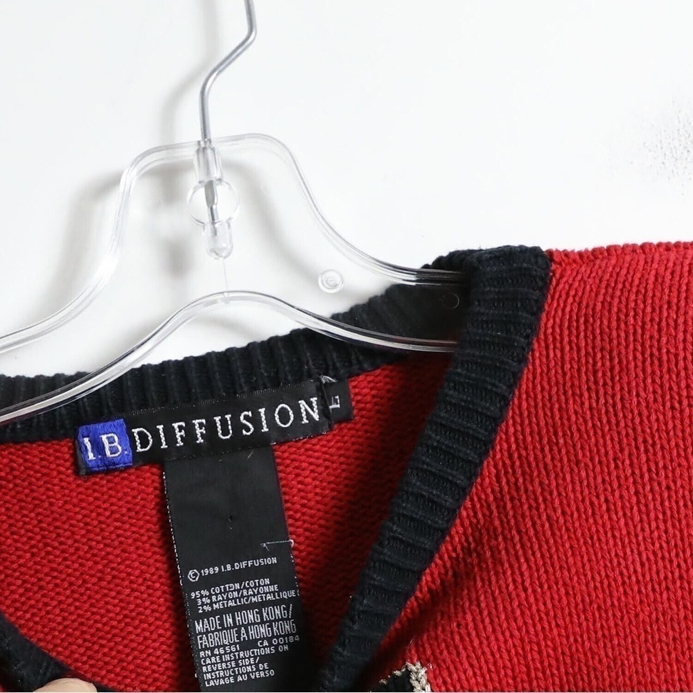 Vintage I B Diffusion 80s oversized knit geometric print sweater dark academia - Picture 6 of 8